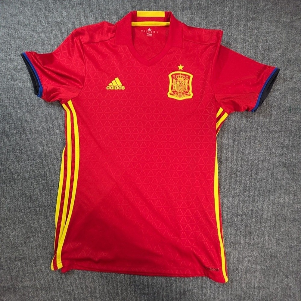 Spain National Team Jersey Mens Small Red Soccer Football Adidas ClimaCool